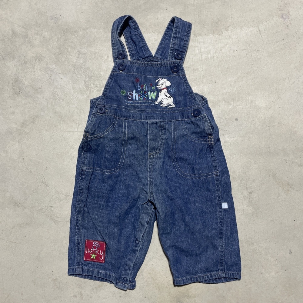 VTG Y2K Disney 101 Dalmatians Lucky Best in Show Denim Overalls Infant 6-9M